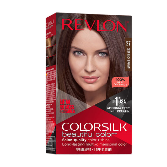 Revlon Colorsilk Beautiful Color Permanent Hair Color, Long-Lasting High-Definition Color, Shine & Silky Softness with 100% Gray Coverage, Ammonia