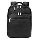 Alpine Swiss Olsen 13” Laptop Travel Backpack Genuine Leather Slim Business Travel Carry On Daypack Black
