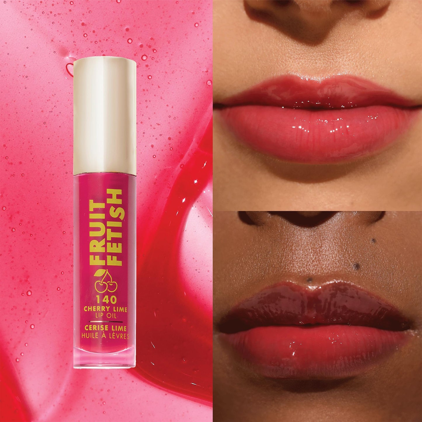 Milani Fruit Fetish Lip Oil, Tinted Lip Gloss & Hydrating Lip Oil Treatment, Moisturizing Non Sticky Clear Shine, High Shine Lip Balm for Dry Lips