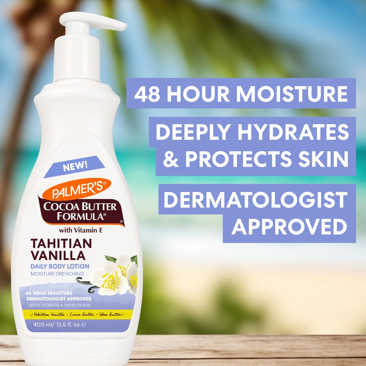 Palmer's Cocoa Butter Formula Tahitian Vanilla Body Lotion, 13.5 Oz, Daily Moisturizing Lotion for Dry Skin with Shea Butter & Vitamin E, Hydrates