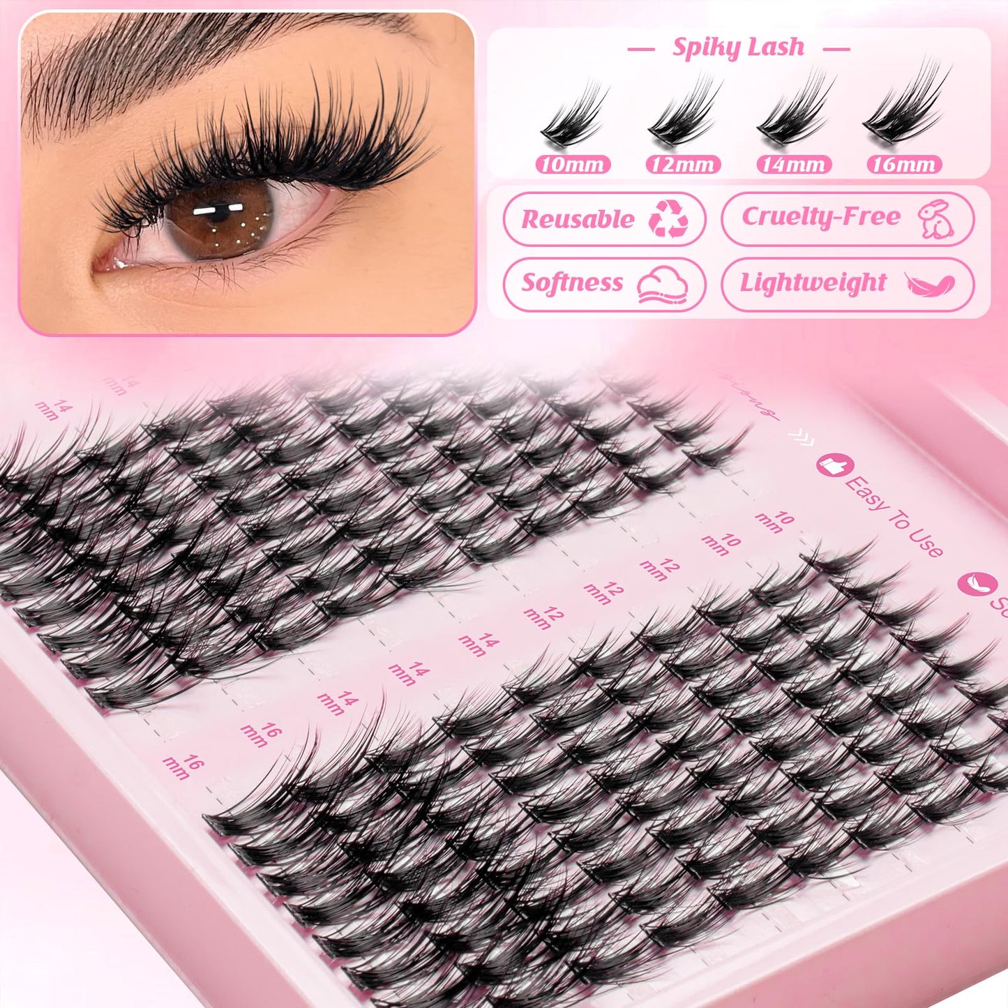 MilyBest Manga Lash Clusters, Natural Wispy Eyelash Clusters, C Curl DIY Cluster Eyelash Extensions, 240Pcs Individual Cluster Lashes Spikes, 10-16mm Beauty and Personal Care MilyBest