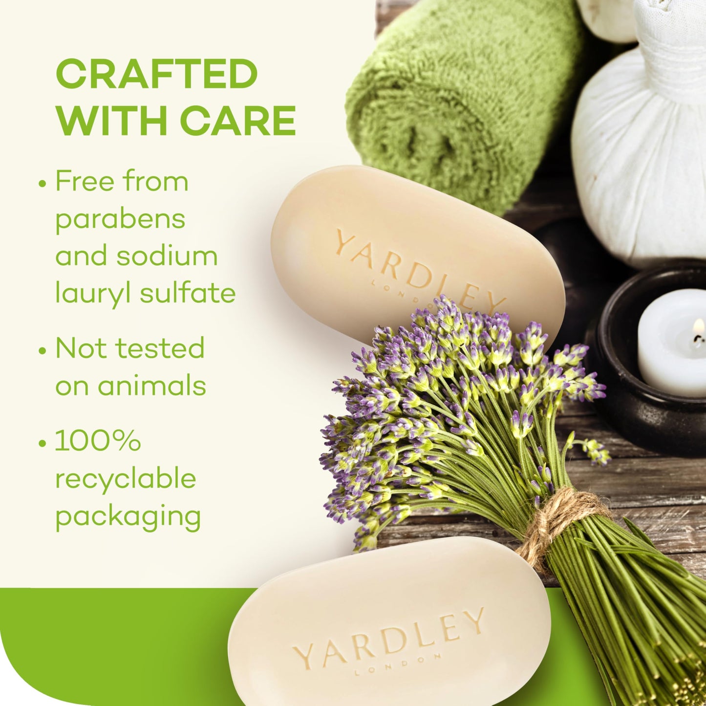 Yardley London Nourishing Bath Soap Bar Aloe & Avocado, Conditions Skin with Creamy Avocado & Olive Extracts, 4.0 oz Bath Bar, 1 Soap Bar