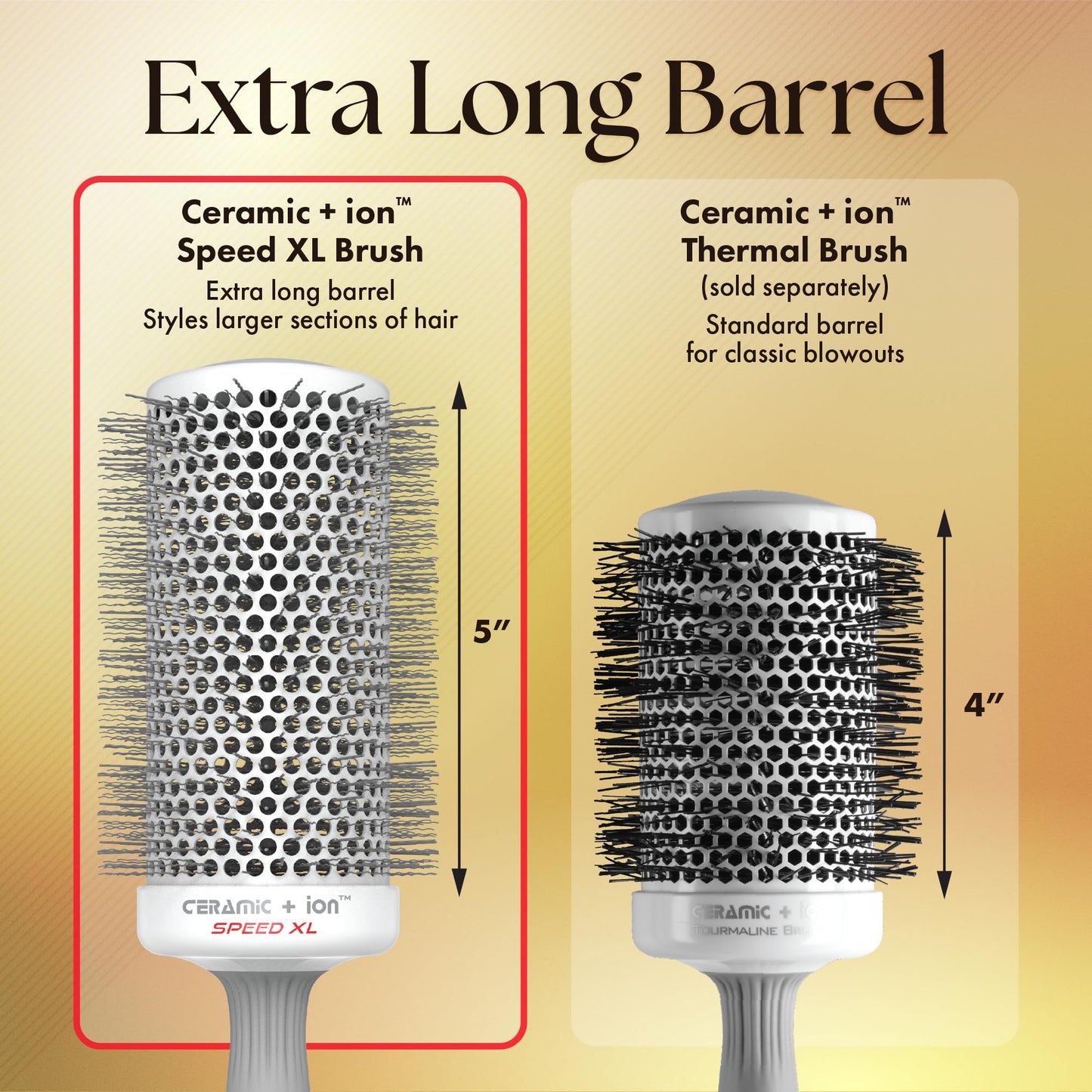 Olivia Garden Ceramic + Ion Speed XL - Extra-Long Round Thermal Hair Brush - Not Electrical - Professional Blowout Brush for Normal to Thick Hair - 3