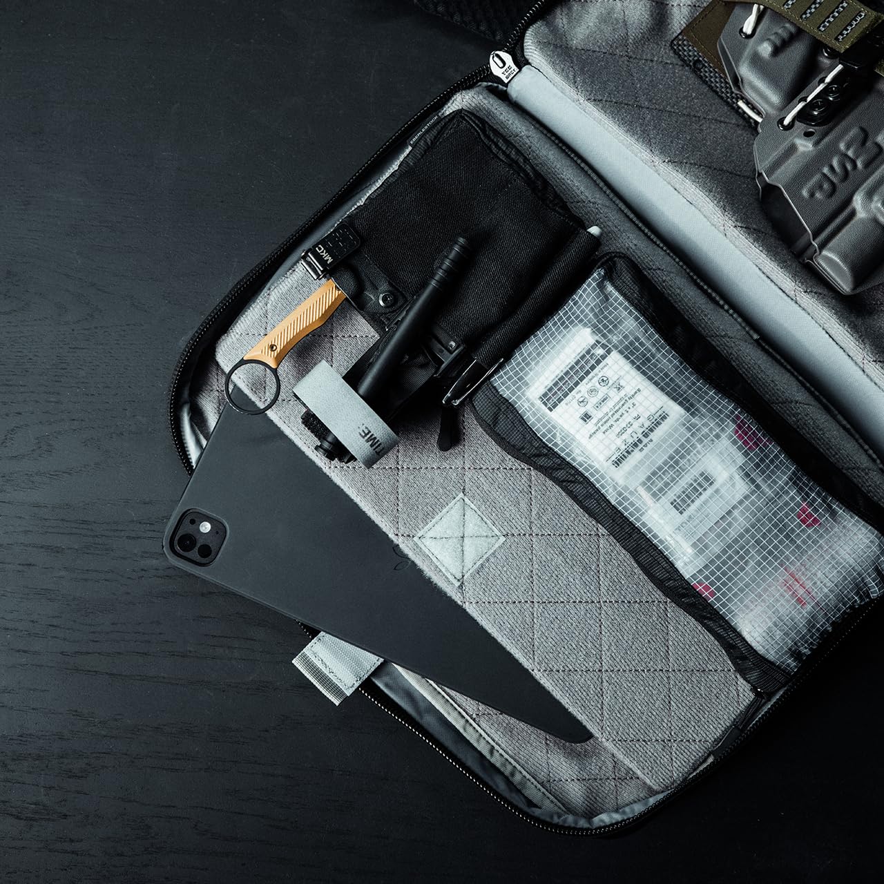 Eberlestock Fade Brief - CCW Briefcase for Daily Carry - Sleek and Low Profile Design - Loop-Lined Compartments for Customization - Black