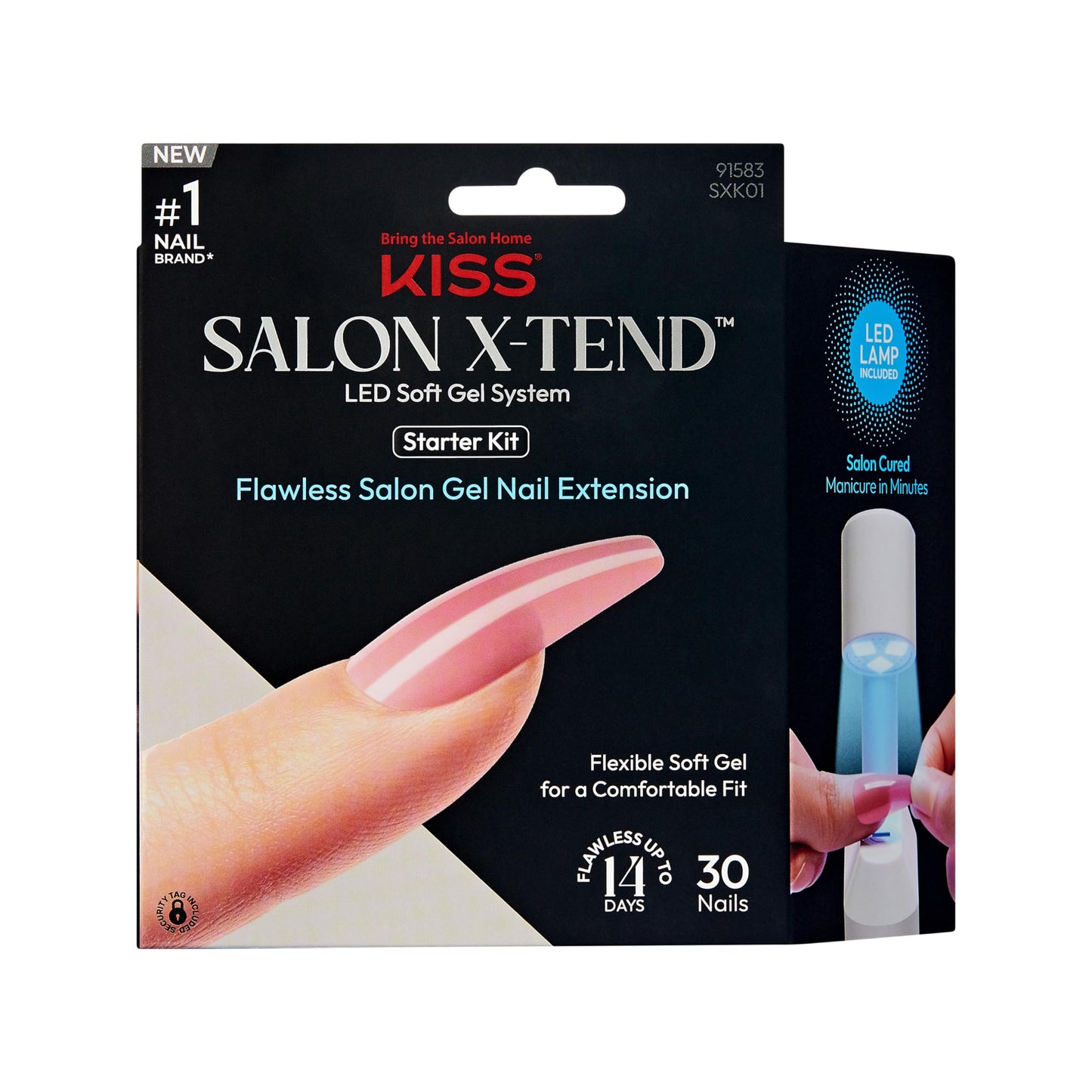 KISS Salon X-tend, Press-On Nails, Nail glue included, Tone', Medium Pink, Long Size, Coffin Shape, Includes 30 Nails, 5Ml Led Soft Gel Adhesive, 1 Beauty & Personal Care KISS
