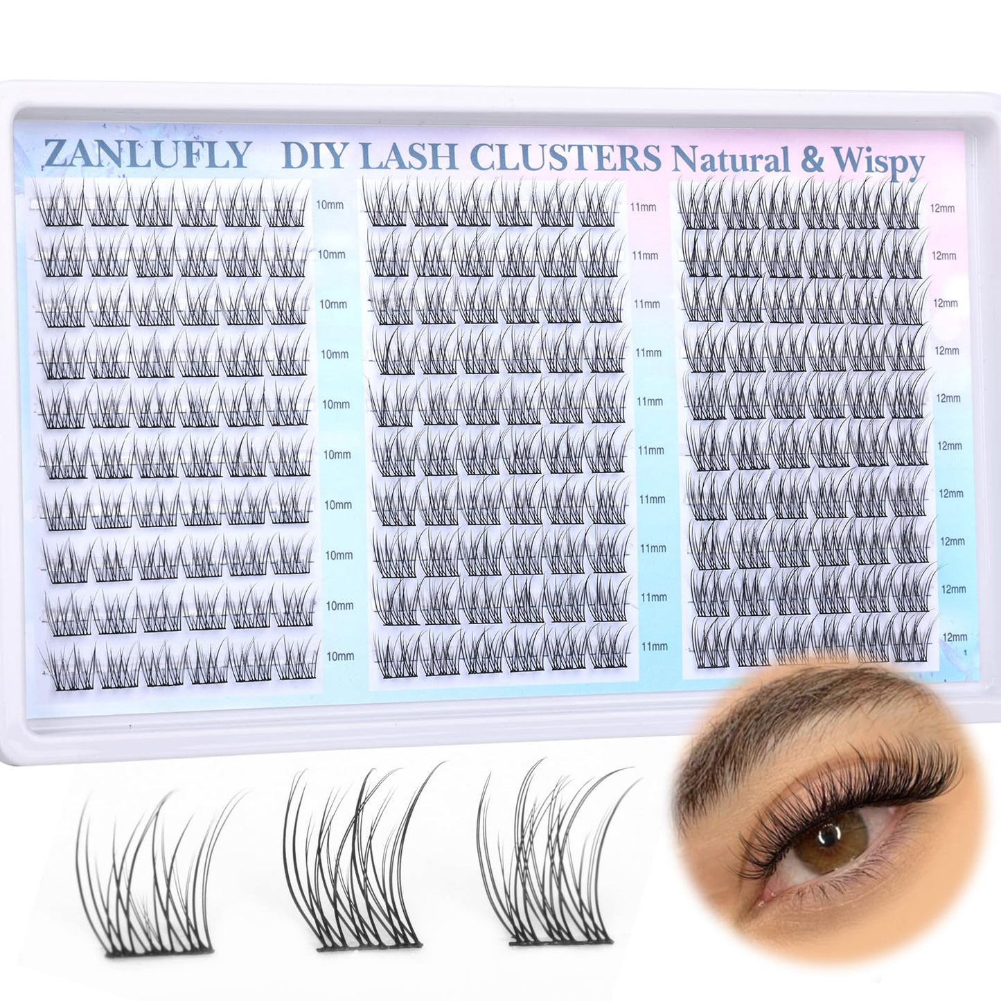 Lash Clusters Wispy Eyelash Clusters CC-Curly Cluster Lashes zanlufly Natural Individual Lashes 180Pcs Eyelash Extension 10-12MM DIY Lash Extension Beauty and Personal Care zanlufly Default Title