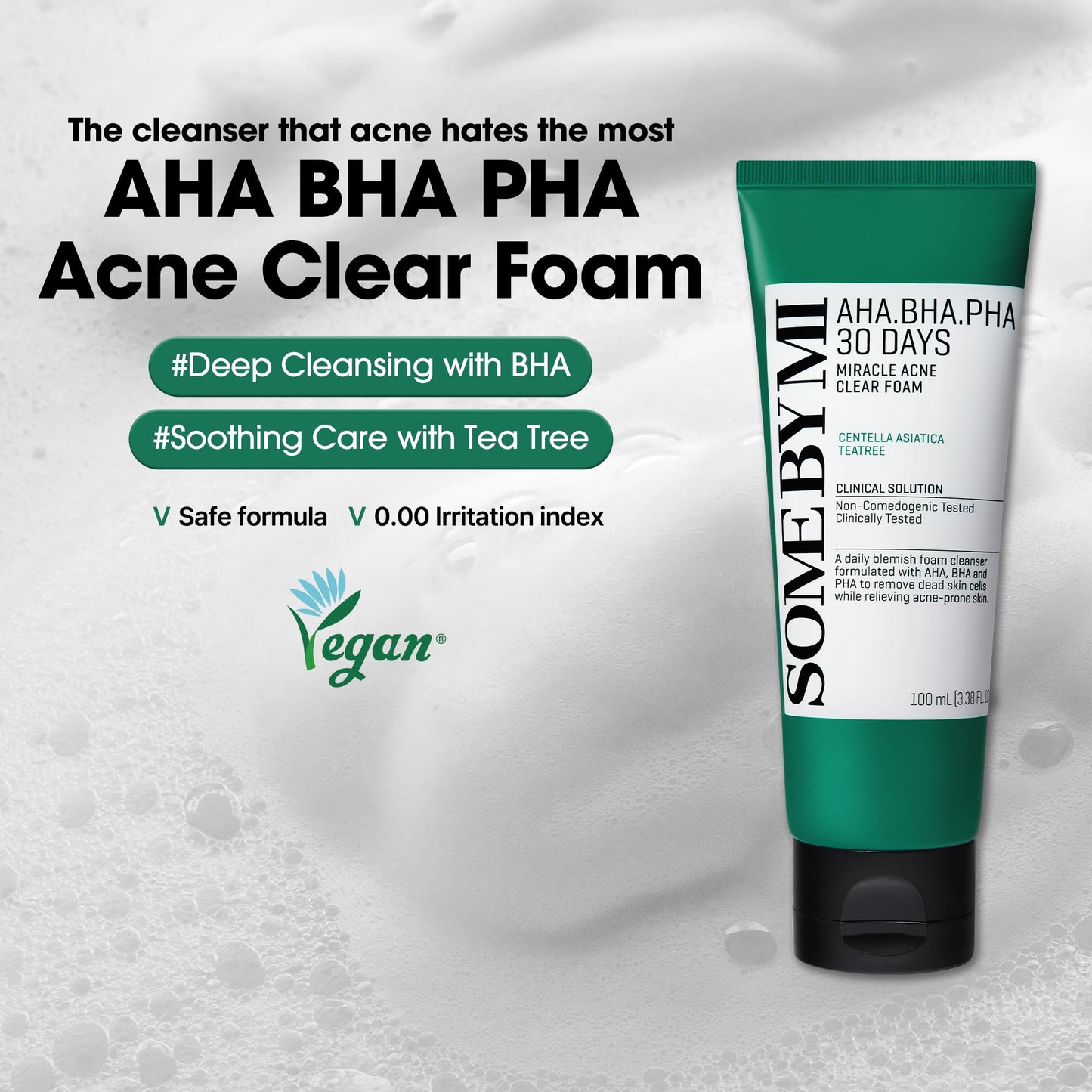 SOME BY MI AHA BHA PHA 30 Days Miracle Acne Clear Foam - Pack of 2 - Korean Acne Face Wash for Smooth & Clear Skin - Salicylic Acid Cleanser Beauty and Personal Care SOME BY MI