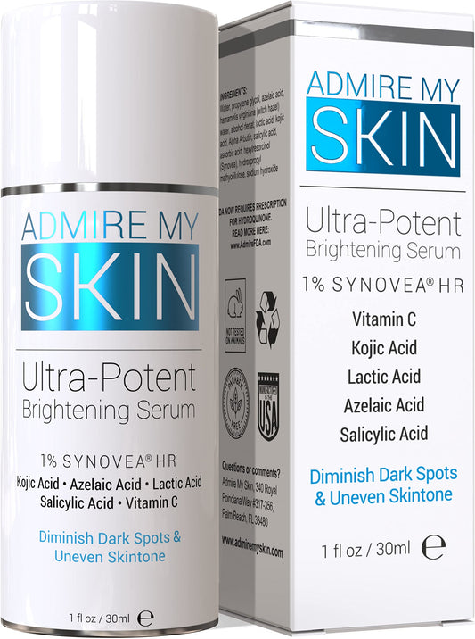 Admire My Skin Dark Spot Corrector Remover for Face - Brightening Discoloration Correcting Serum - Kojic Acid + Azelaic Acid Serum for Melasma and Sun