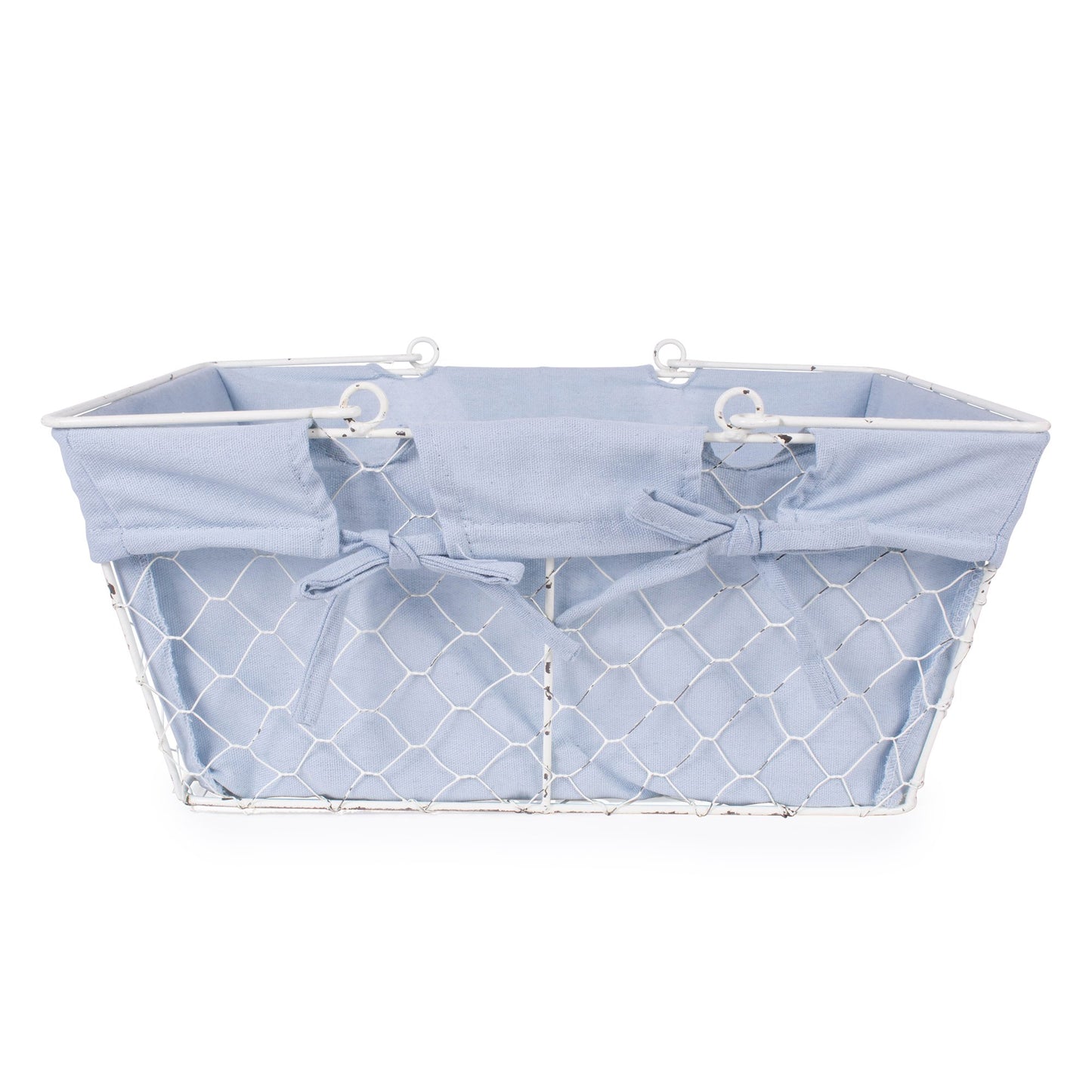 DII Farmhouse Chicken Wire Egg Basket, Storage Baskets with Liner, Denim, 16x12x7.88"