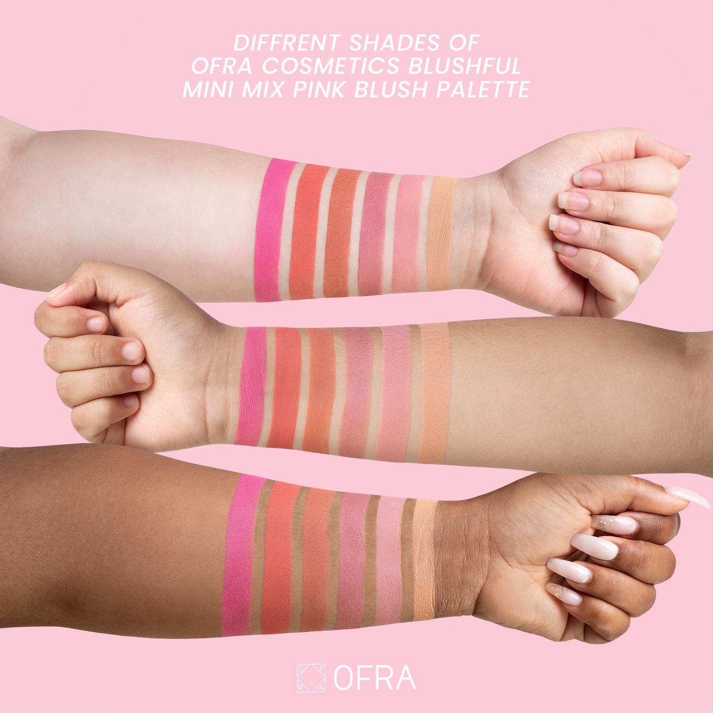 OFRA Mini Mix Face Palette Blushful - Blush Palette for Cheeks - 6 Pigmented Pressed Powder Shades - Travel-Friendly and Cruelty-Free Face Makeup