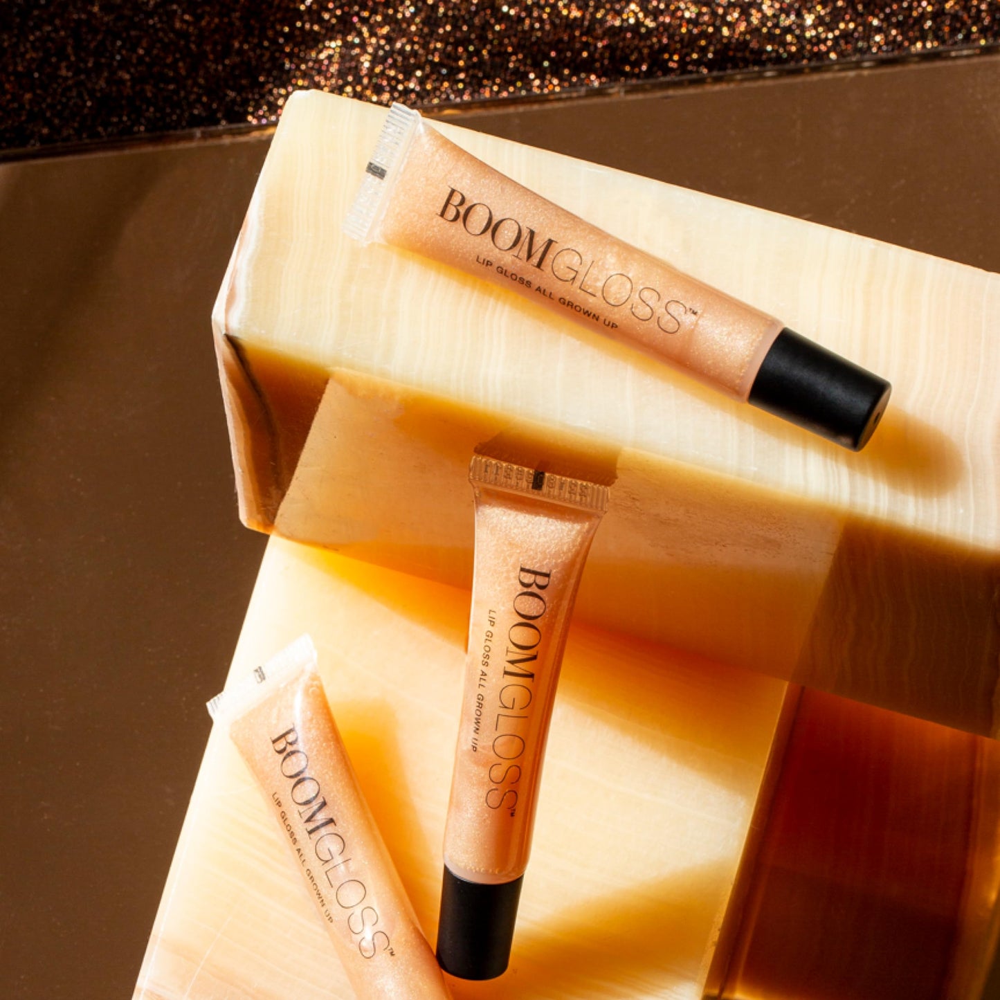 Boom Gloss ™ Non-Sticky, Hydrating Lipgloss for Radiant Shine, Moisturizing Lip Gloss with Olive Squalene, Rosehip Oil, Kukui Seed Oil, Sheer, Natural