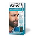 Just For Men Mustache & Beard, multiple uses Beard Dye for Men with Brush, With Keratin Biotin Aloe and Coconut Oil for Healthy Facial Hair - Deep