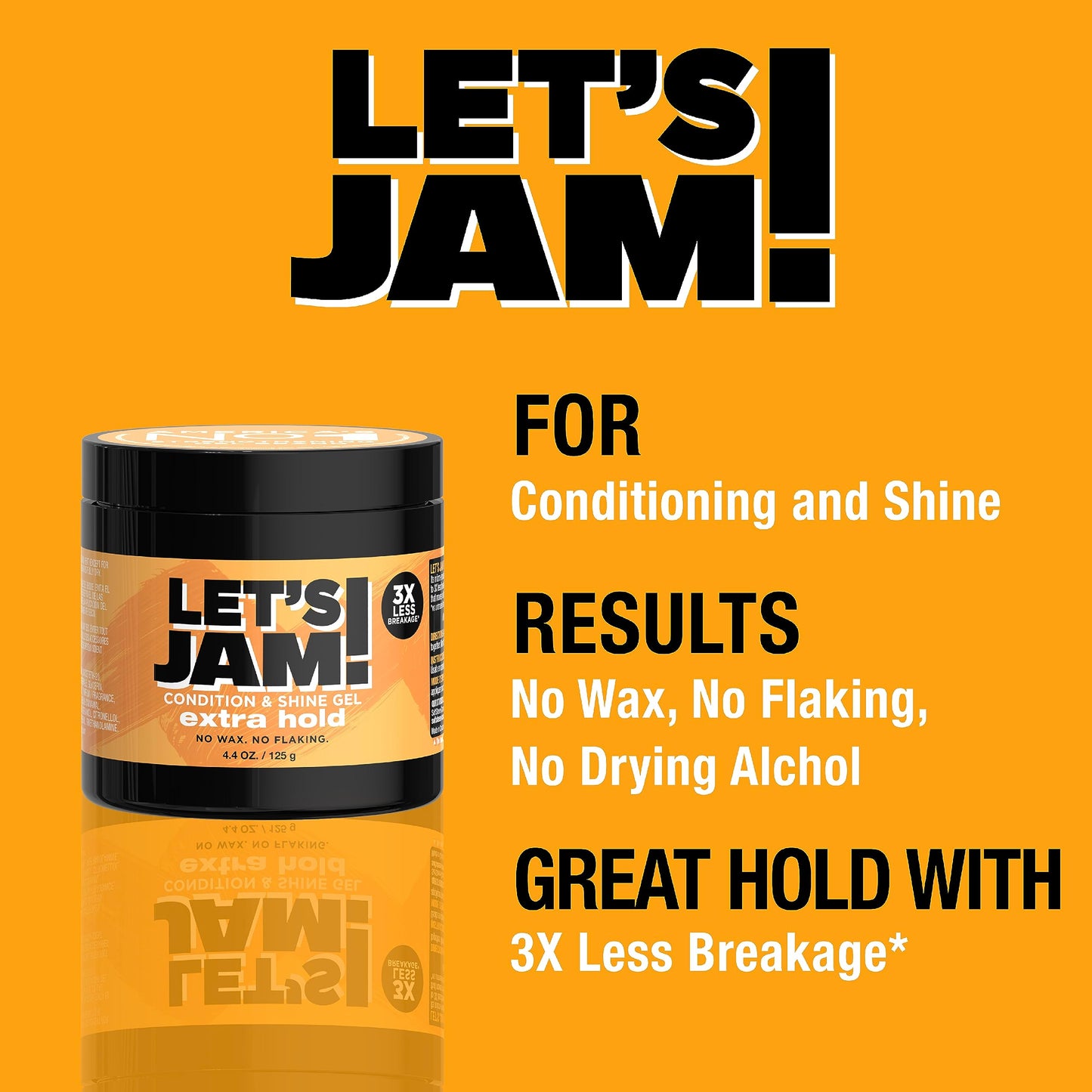 Lets Jam Condition & Shine Gel Extra Hold 4.4 Ounce Jar (130ml) (2 Pack)