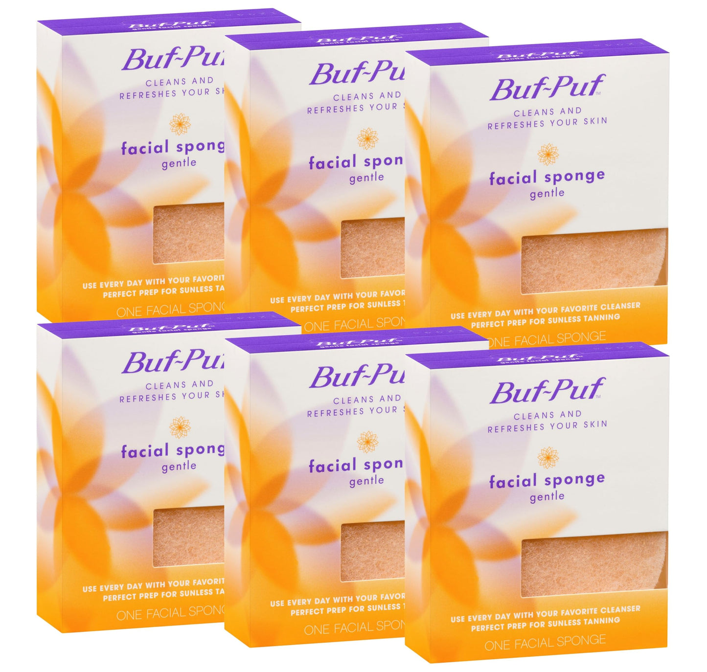 Buf-Puf Gentle Facial Sponge, Dermatologist Developed, Removes Deep Down Dirt & Makeup That Causes Breakouts and Blackheads, Reusable, Exfoliating, 6