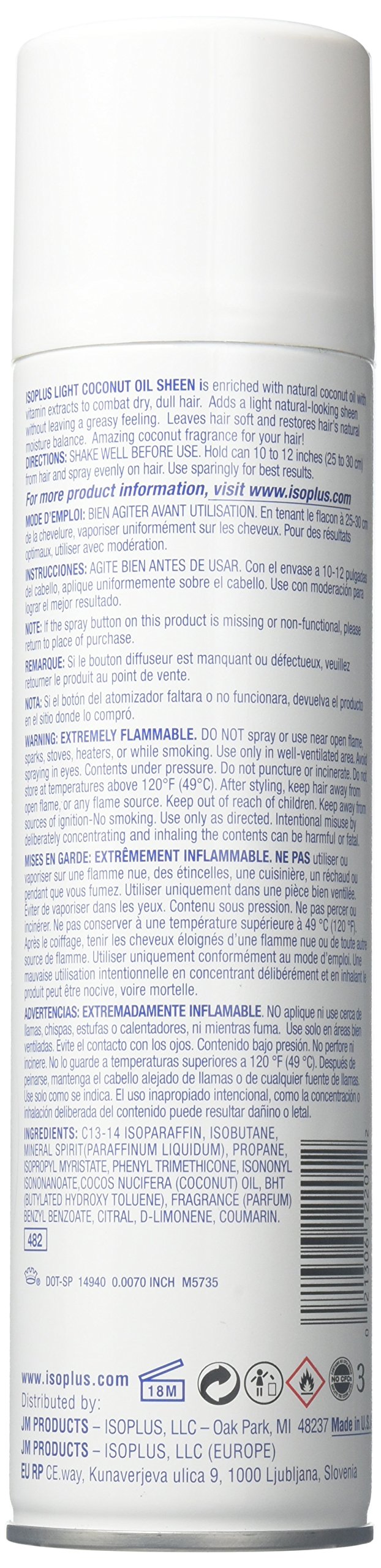 Isoplus Oil Sheen Light Spray Coconut Oil, 9 Oz