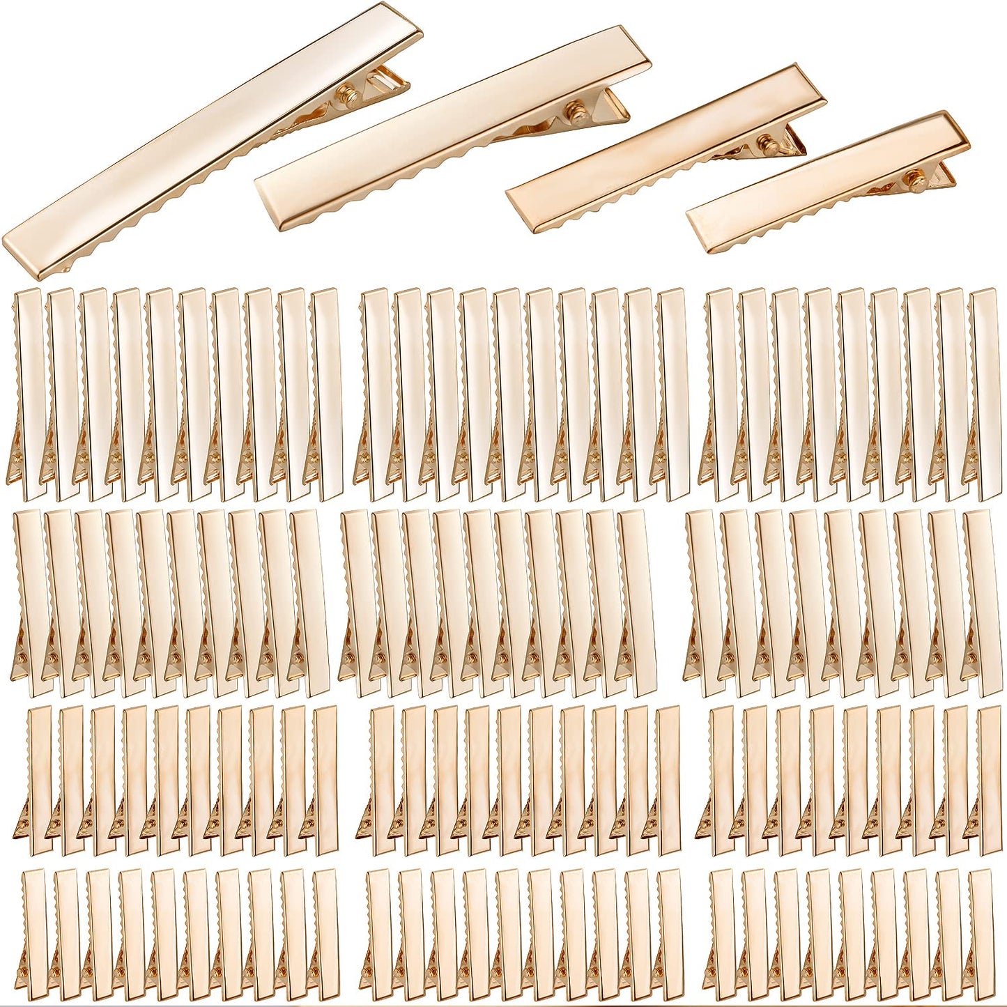Duck Bill Hair Clips, 120pcs Gold Alligator Bow Clips Metal Single Prong Hair Curl Clips Flat Alligator Clips for Hair Styling Accessories or DIY