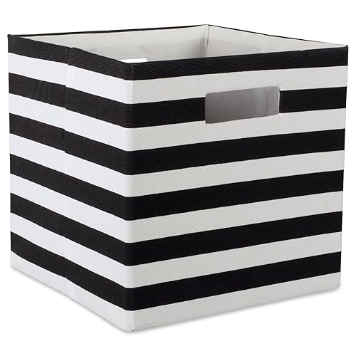 DII Polyester Cube Storage Collection Collapsible Hard Sided Bin, 13x13x13, Black