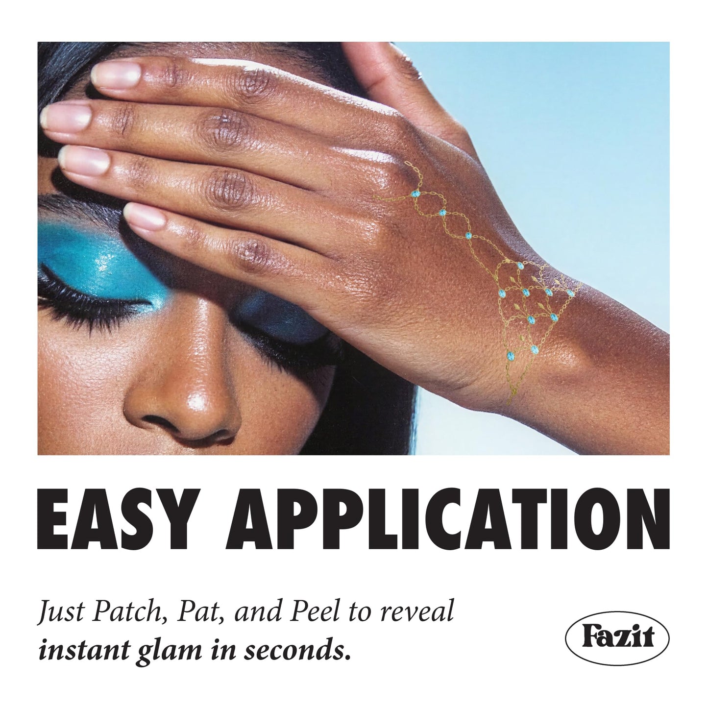 Fazit Makeup Patches - Scallop Hand Chain Bodybond - Glow Up Make-Up Patches - Cute Glitter Makeup Accessories for Women - Cosmetic Body Glitter