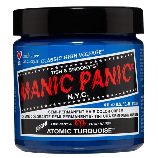 MANIC PANIC Classic Atomic Turquoise Semi Permanent Hair Color - Neon Aqua Blue Hair Dye for Women & Men That Lasts 4-6 Weeks - Vegan, Ammonia