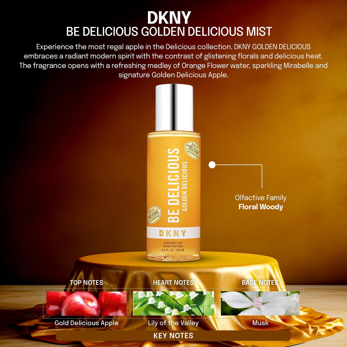 DKNY Golden Delicious Fragrance Mist For Women, 8.4 Fl. Oz.