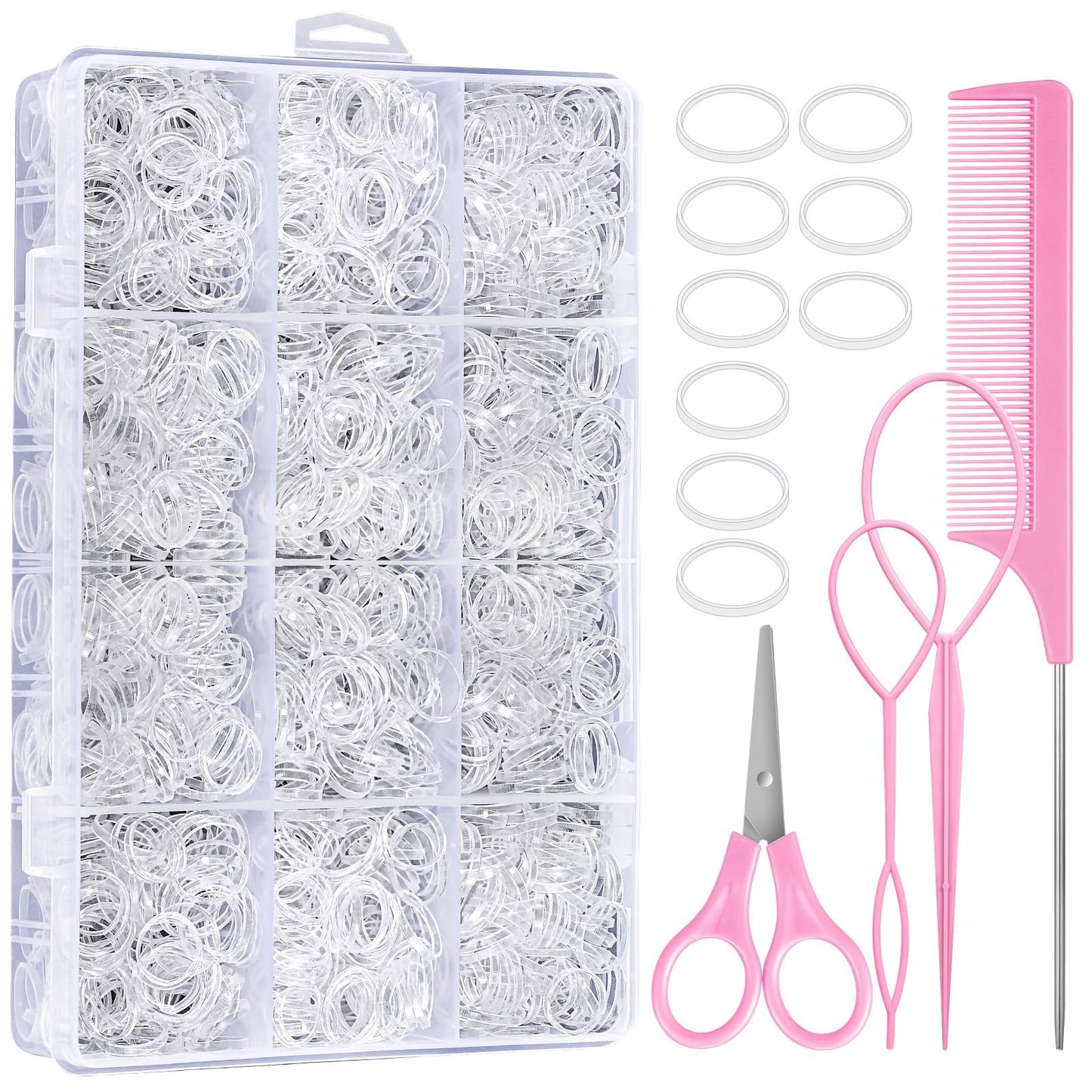 2200 Pcs Clear Hair Elastics with Hair Tie Cutter Hair Loop Tool Set, Elastic Hair Accessories for Girl Women Toddler Beauty and Personal Care auroray Default Title