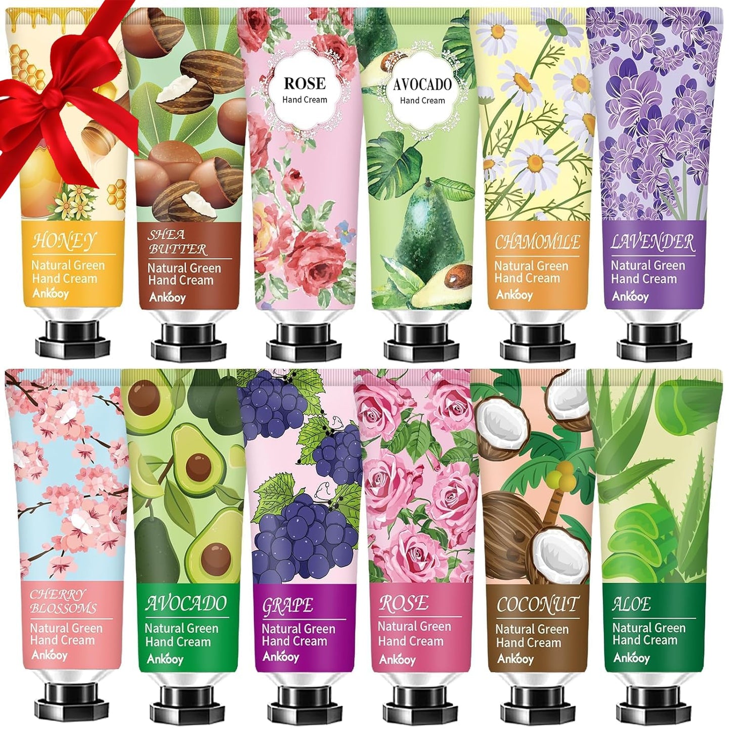 ANKOOY 12 Pack Hand Cream for Dry Cracked Hands,Stocking Stuffers for Women,Christmas Gifts for Teengirls, Natural Hand Lotion Travel Size,Mini Lotion