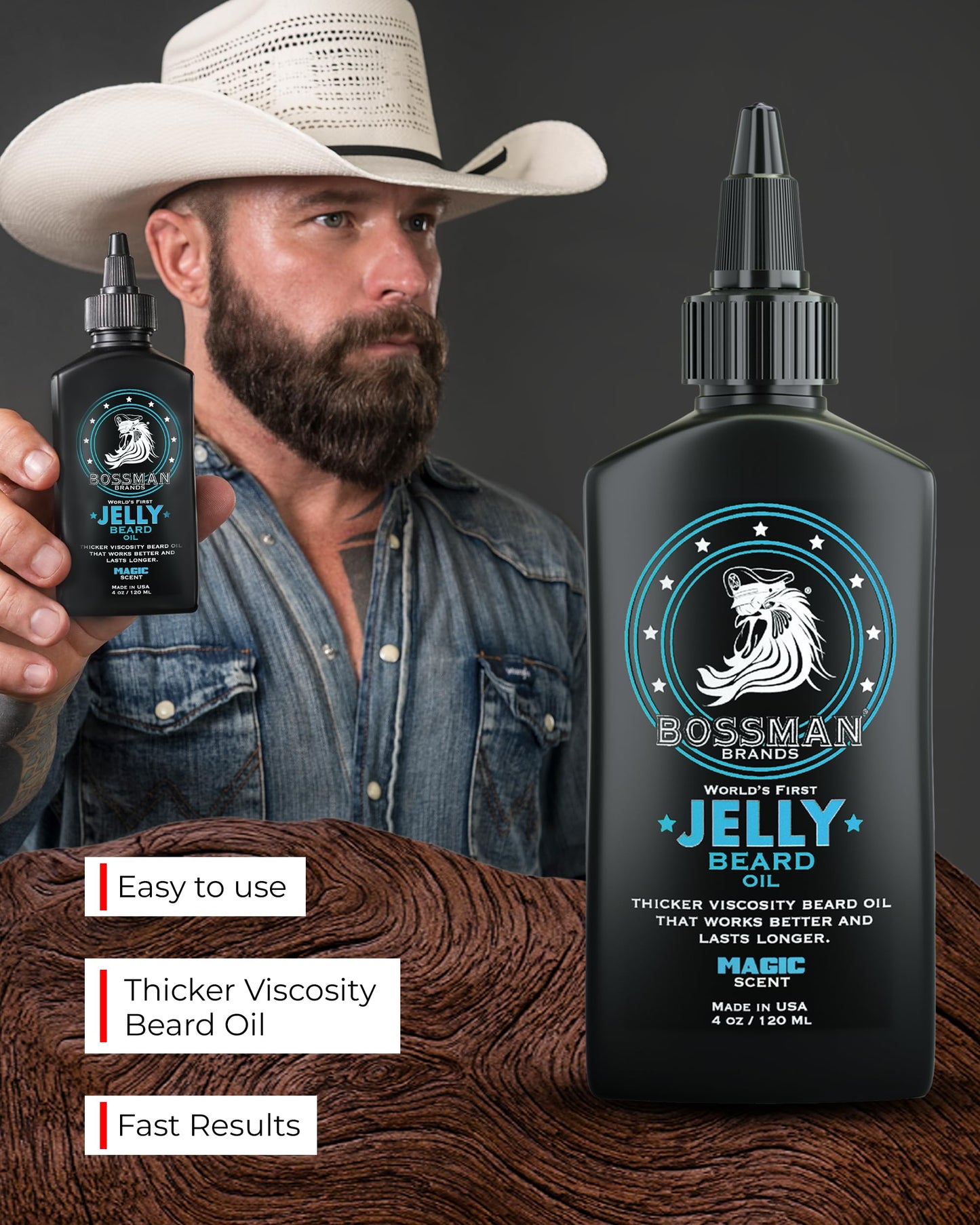 Bossman Jelly Beard Oil for Men (4 oz, Magic Scent) - Softens, Moisturizes & Conditions with Natural Ingredients
