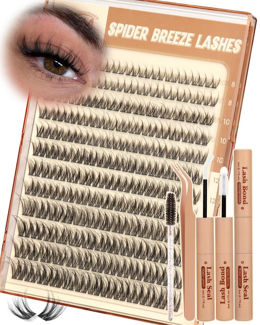Wispy Spider Lash Clusters Kit, Natural Breeze Eyelash Clusters Kit D Curly Lashes Cluster Kit 8-16mm Spider Cluster Eyelash Extensions Reusable Beauty and Personal Care Vanssymunlin Default Title