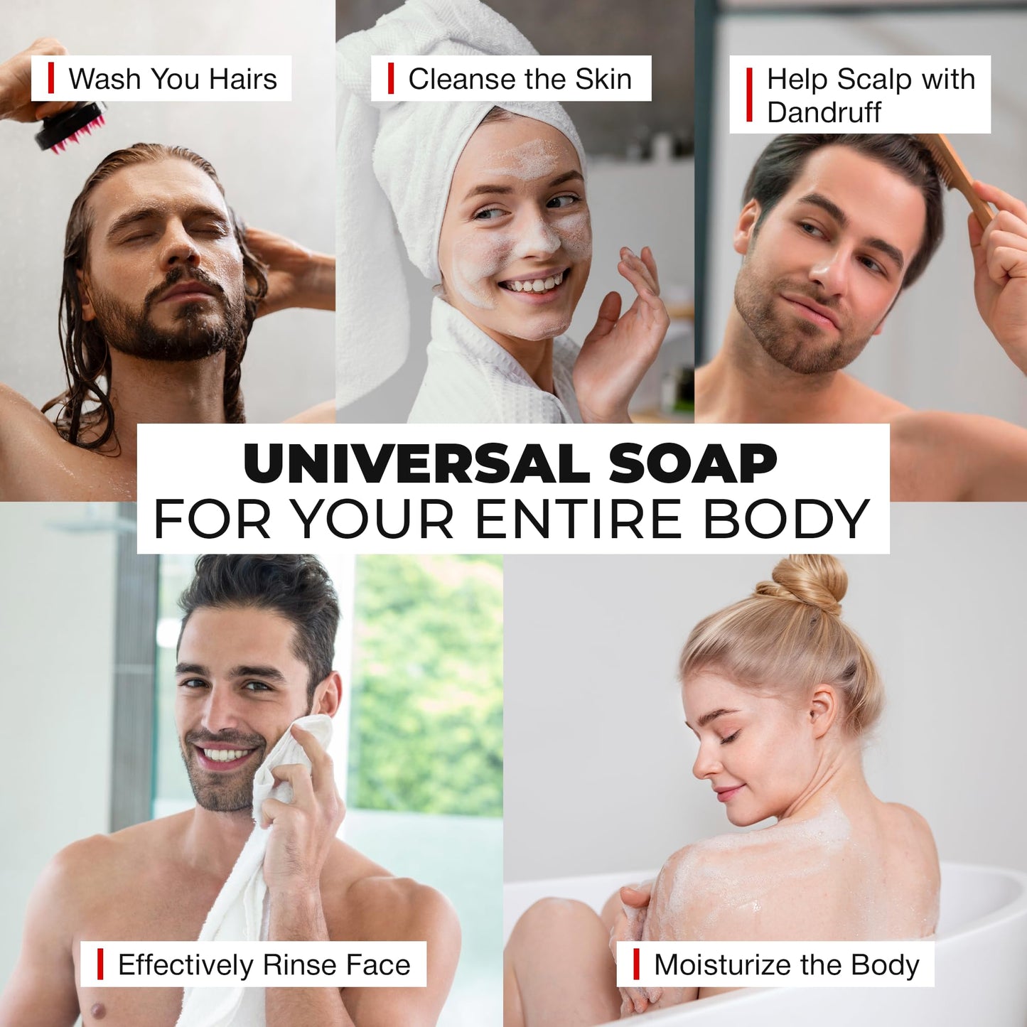 Bossman 6-Pack 4-in-1 Bar Soap for Men – All Natural Organic Beard Wash, Shampoo, Body Wash, Shaving Soap – Lavender & Patchouli Scent