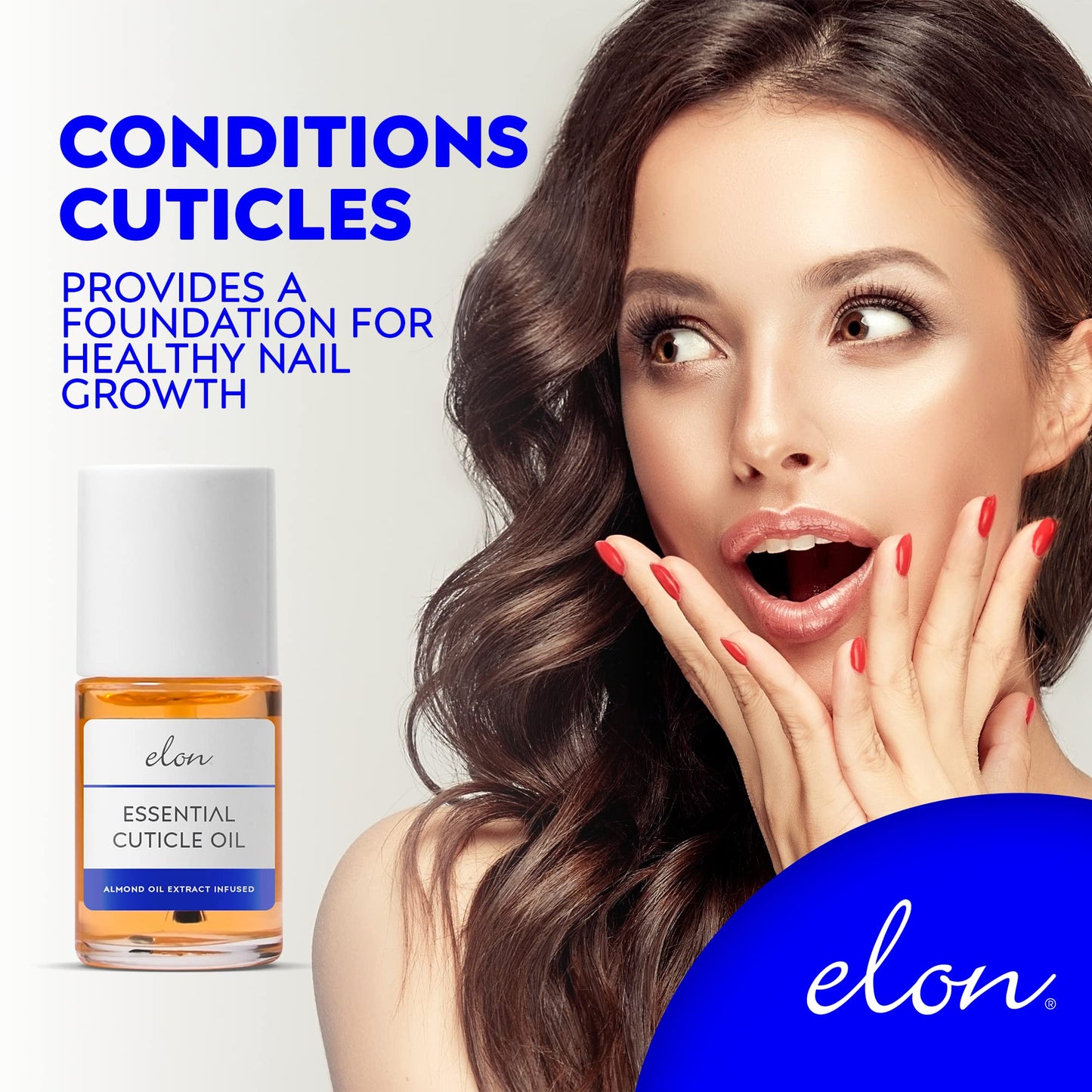 Elon Cuticle Oil for Nails w/Almond Oil Extract - Jojoba & Vitamin E - Softening & Hydrating Cuticles & Nails - Dermatologist Recommended - Bottle