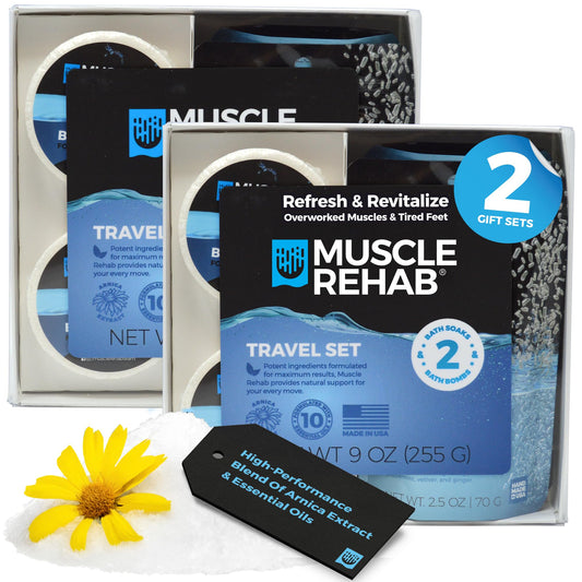 Muscle Rehab Sports Recovery Intro Gift Set (2) Sets- Fast-Absorbing Muscle Soak for Post-Workout or Run - Bath Bombs and Soak for Sore Muscles…