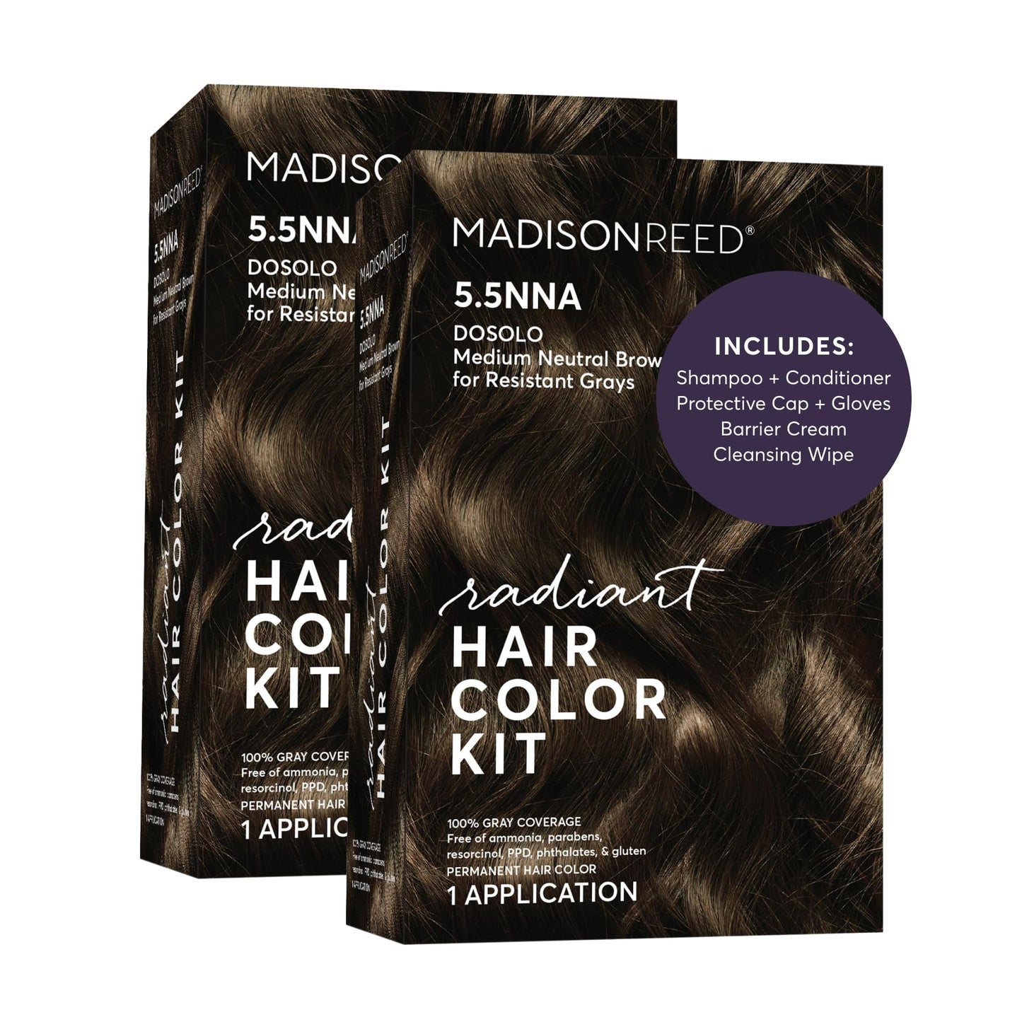 Madison Reed Radiant Hair Color Kit - 5.5NNA Dark Neutral Brown (Dosolo), Permanent Hair Dye for Resistant Grays, 100% Gray Coverage | PPD-Free