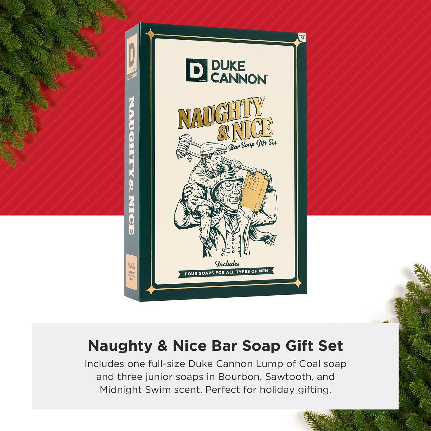 Duke Cannon Men’s Holiday Soap Gift Set - Lump of Coal 10 oz Bar + 3 Junior Bars (American Bourbon, Sawtooth, Midnight Swim) - Christmas Gift Beauty & Personal Care Duke Cannon Supply Co.