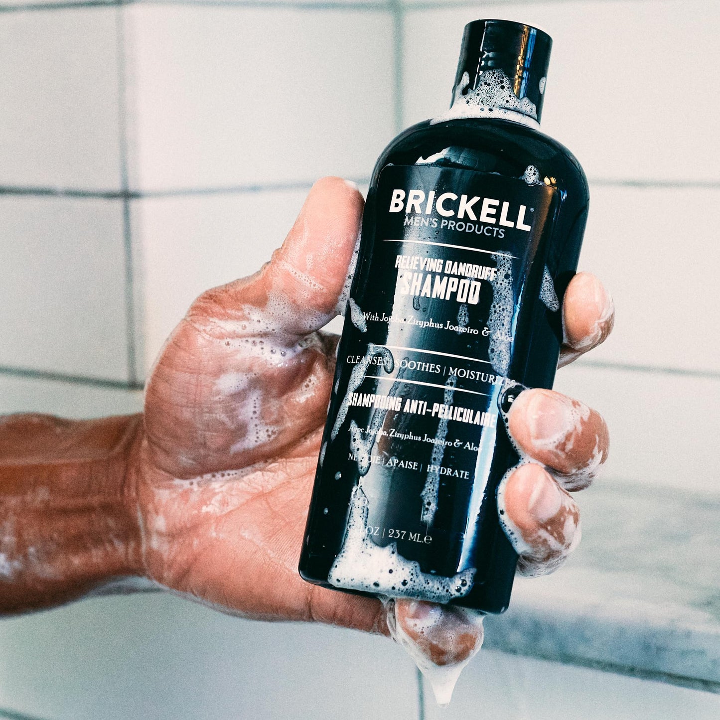 Brickell Men's Daily Relieving Hair Care Routine, Dandruff Shampoo & Conditioner Set For Men, With Salicylic Acid, Jojoba, and Zizyphus Joazeiro
