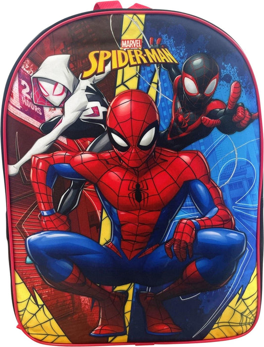 Ruz Spider-Man Kid's Licensed 15 Inch School Bag Backpack (Black-Red-Blue)