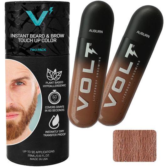 VOLT Grooming Temporary Instant Beard Color for Men, Quick Drying Plant-Based Brush On Beard, Hair, Mustache & Eyebrow Color, Safe for Sensitive Skin