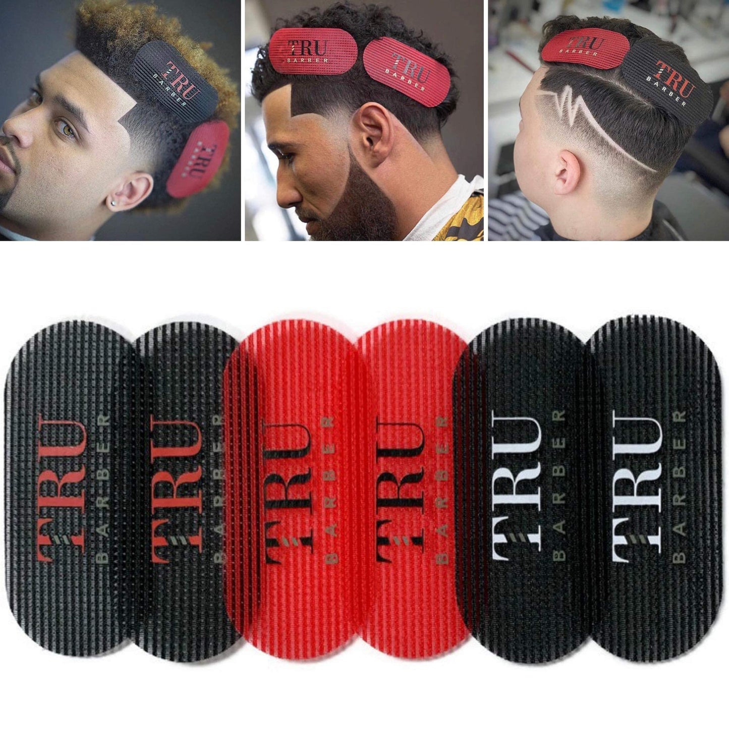 TRU BARBER HAIR GRIPPERS ® 3 COLORS BUNDLE PACK 6 PCS for Men and Women - Salon and Barber, Hair Clips for Styling, Hair holder Grips