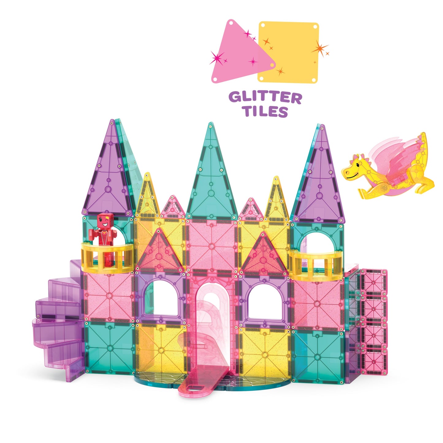 MAGNA-TILES Castle DLX 48-Piece Magnetic Construction Set, The Original Magnetic Building Brand