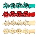 Christmas Hair Clip Hairpin Rhinestone Winter Snowflake Bow Shape Alligator Hair Clip Xmas Holiday Party Hair Barrette Hair Accessories For Woman (Bow