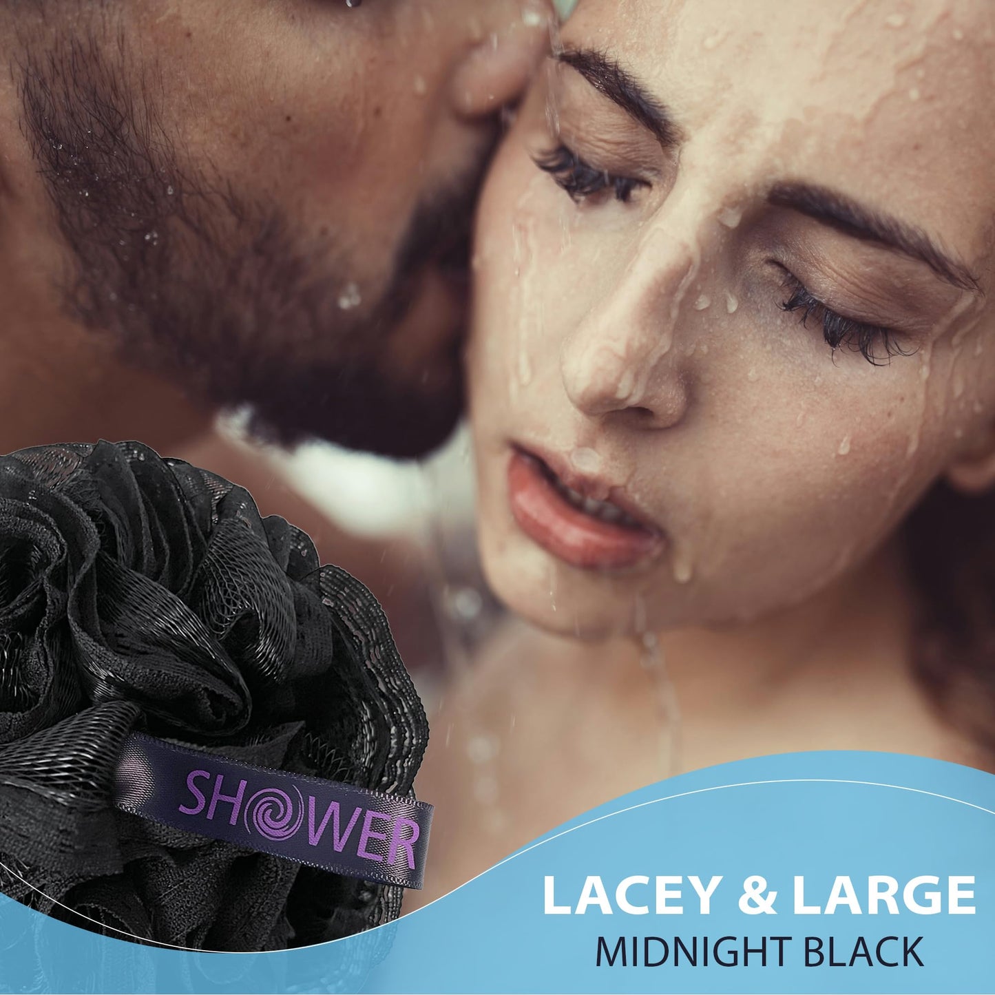 Loofah-Bath-Sponge Hot-Lacey-Mesh // 4-Steamy-Lace-Colors by Shower Bouquet / 2-Scrubs-in-1 Large Full 60g Pouf Body Luffa Loofa Loufa Puff