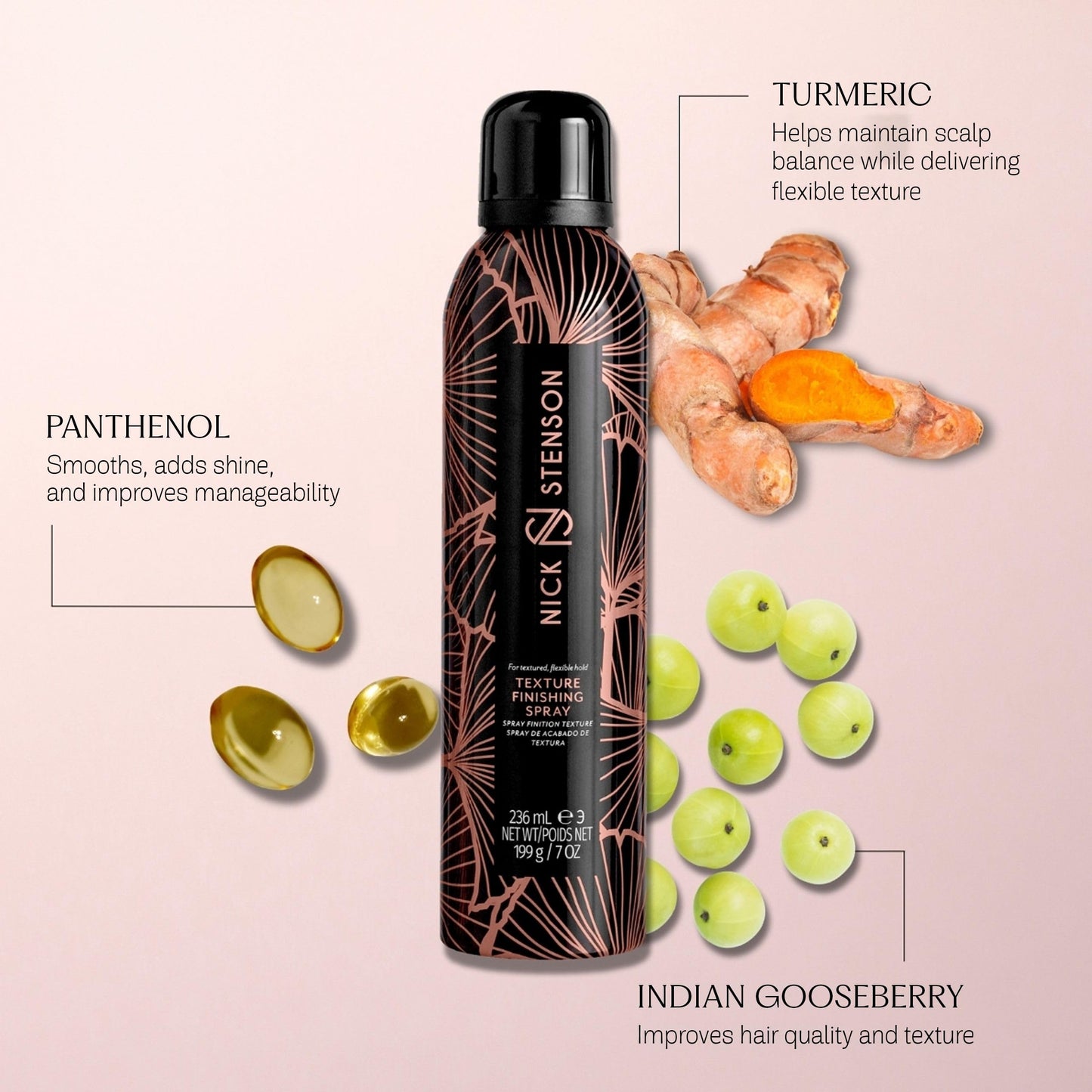 Nick Stenson Beauty Texture Finishing Spray - Volumizing Texture Spray for Hair with Flexible Hold - Ideal for Color-Treated & Second Day Hair