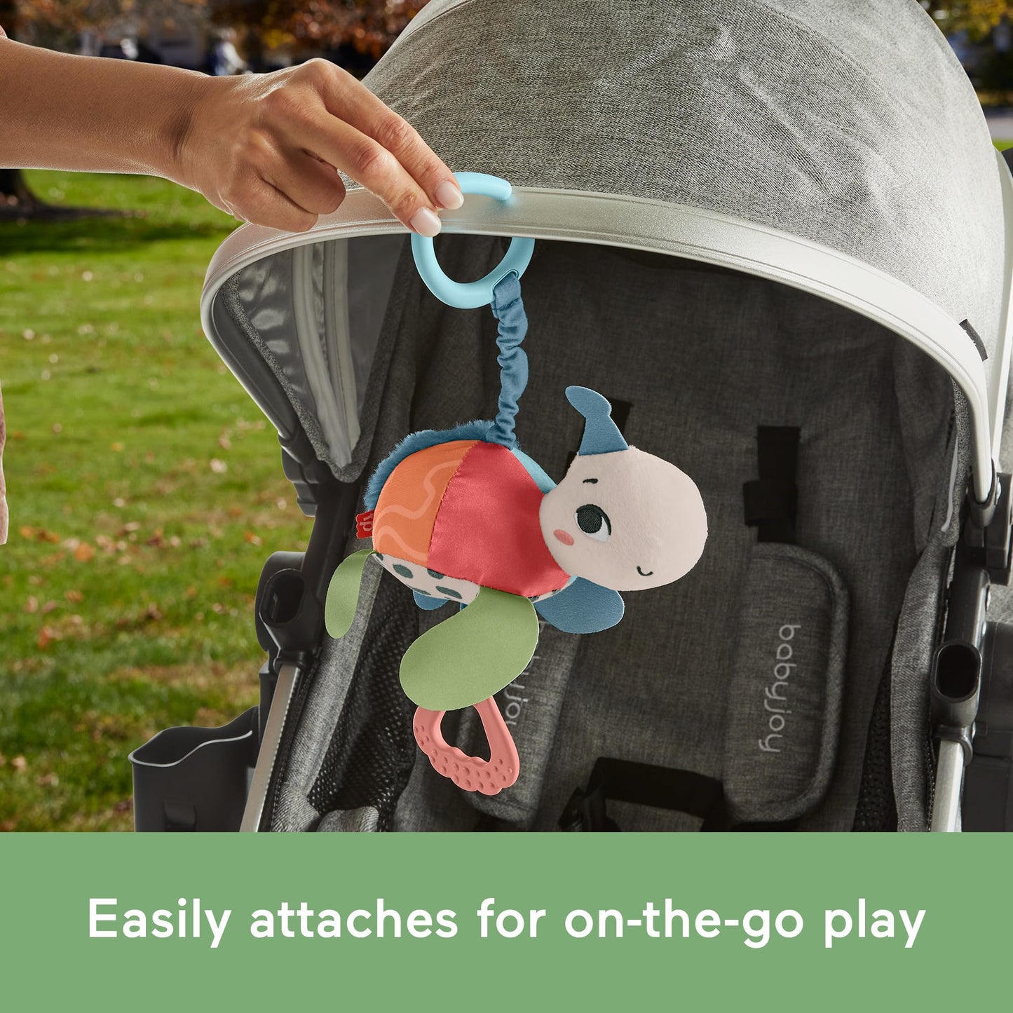 Fisher-Price Baby Stroller Toy Planet Friends Sea Me Bounce Turtle Plush with Teether, Motion & Sounds for Newborns Ages 0+ Months