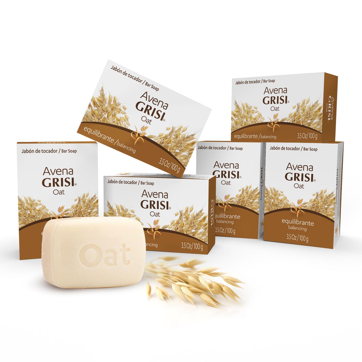 Grisi Oatmeal Bar Soap - Gentle Daily Body &Face Cleanser with Natural Oats - Hydrating, Soothing & Nourishing Soap for All Skin Types - Ideal for the