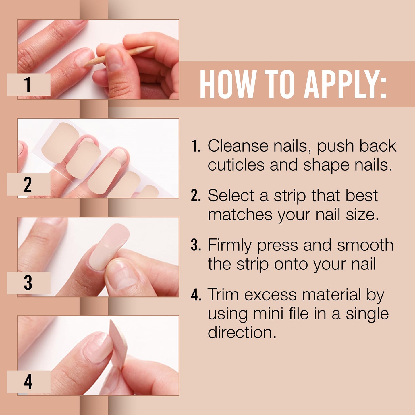 Ardell Nail Polish Strips - Café Latte Wraps, Long-Lasting Nail Stickers for Women, No UV Needed with File & Wood Stick, 1 Pack Beauty & Personal Care Ardell