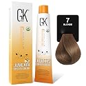 GK HAIR Color Cream 7.0 Natural Blonde - 100% Grey Coverage | Semi, Demi or Permanent Results | 8-10 Vol Semi | 20-30-40 Vol Permanent - Salon Quality