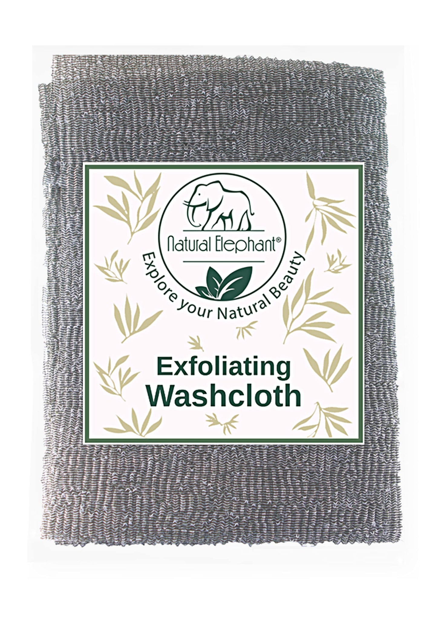 Natural Elephant Exfoliating Washcloth - Charcoal Grey Japanese Shower Scrubber for Body - Single Washcloth for Gentle Skin Exfoliation