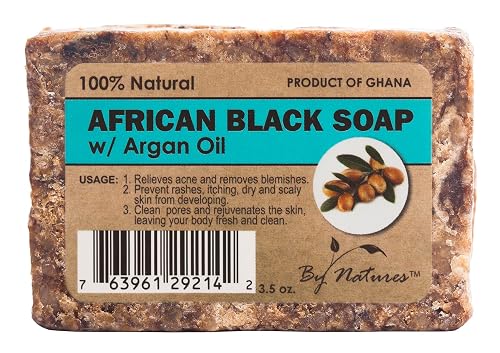 By Natures 100% Natural African Black Soap With Argan Oil 3.5 Oz (Pack of 1)