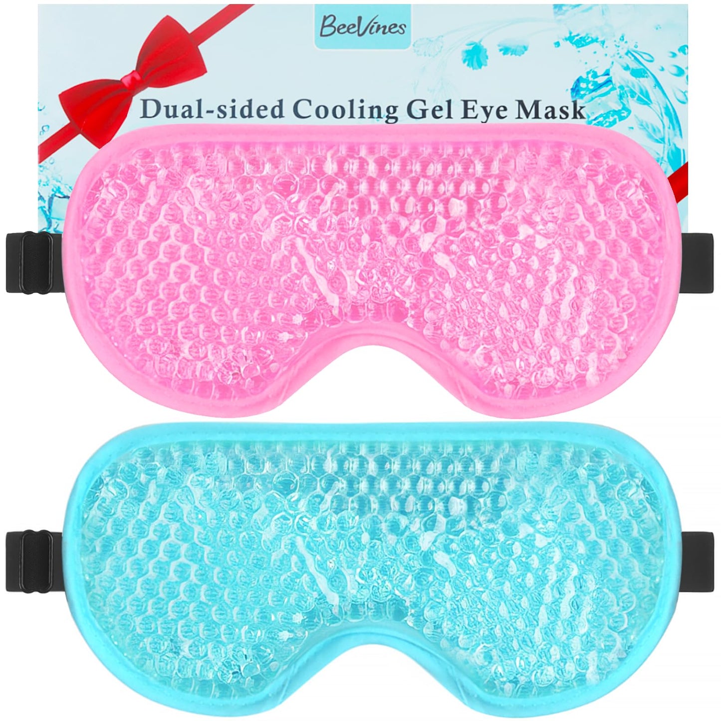 BeeVines Gel Eye Mask, 2 Pack Cooling Ice Masks for Puffy Eyes for Men & Women, Cold & Warm Compress for Post Surgery, Puffiness, Allergies, Sinuses Beauty and Personal Care BeeVines Default Title
