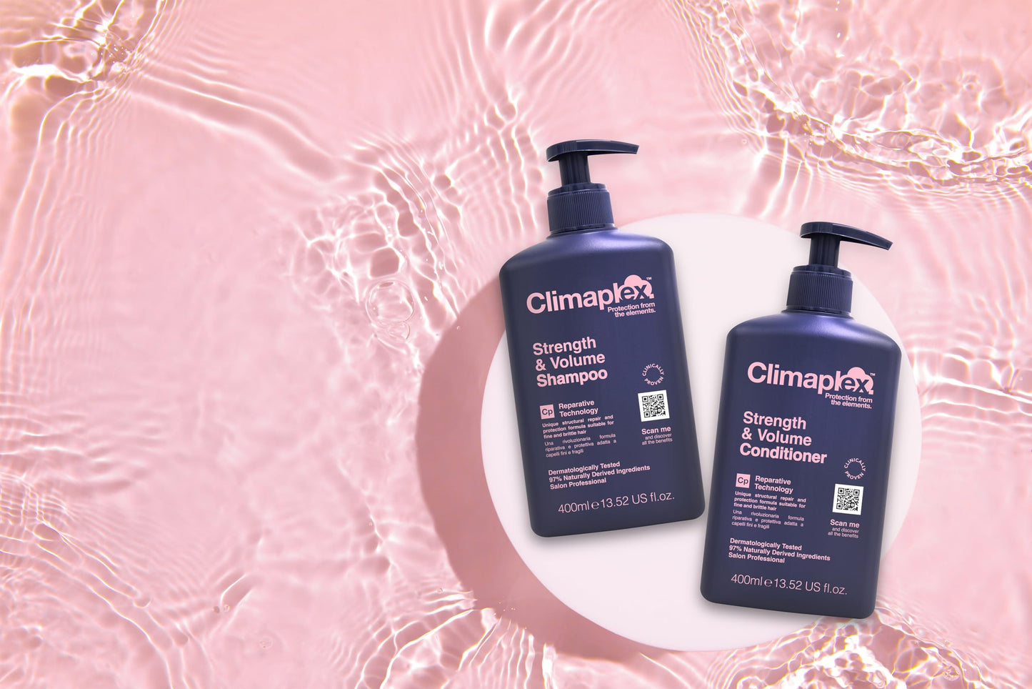 Climaplex Strength and Volume Shampoo and Conditioner Set - Moisturizes and Protects - Detangles Knots - Adds Body and Shine - All Hair Types - 2 pcs