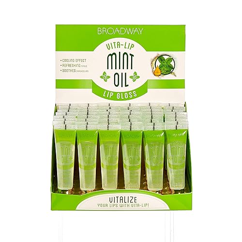 Ruby Kisses Broadway Vita-Lip Clear Lip Gloss (Mint Oil 48 Pack), Ultra-Hydrating & Soothing Formula with Vitamin Oils, High-Shine Non-Sticky Finish